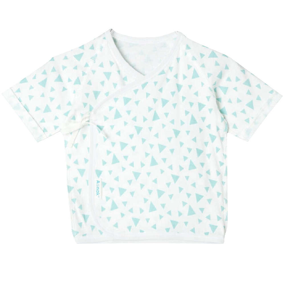 【低体重児】【未熟児】【早産児】【NICU】用　幾何柄短肌着：ミント