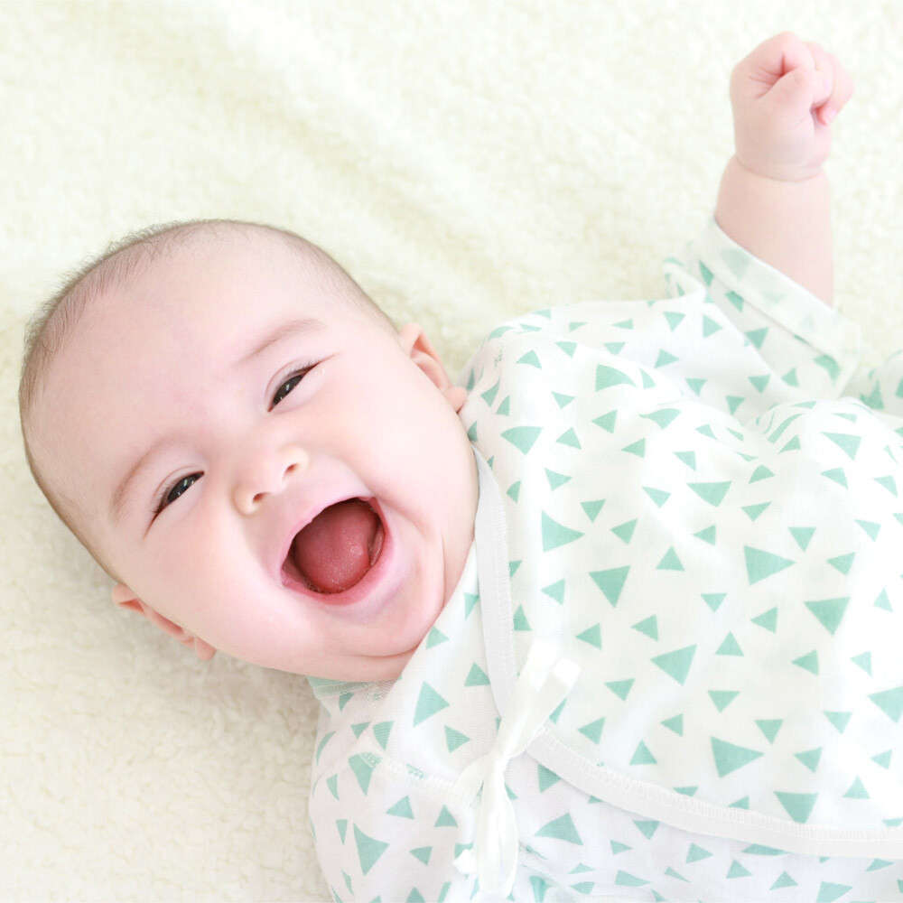 【低体重児】【未熟児】【早産児】【NICU】用　幾何柄短肌着：ミント