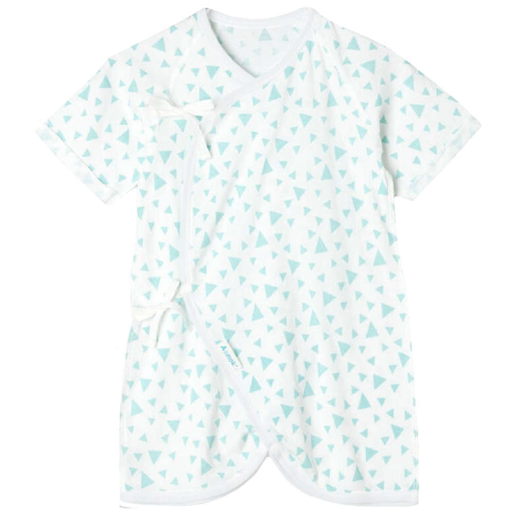 【低体重児】【未熟児】【早産児】【NICU】用　幾何柄コンビ肌着：ミント