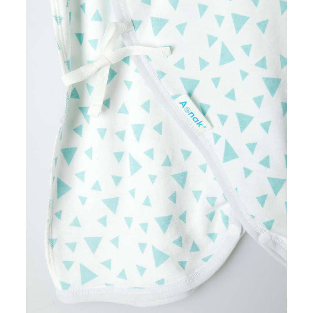 【低体重児】【未熟児】【早産児】【NICU】用　幾何柄コンビ肌着：ミント