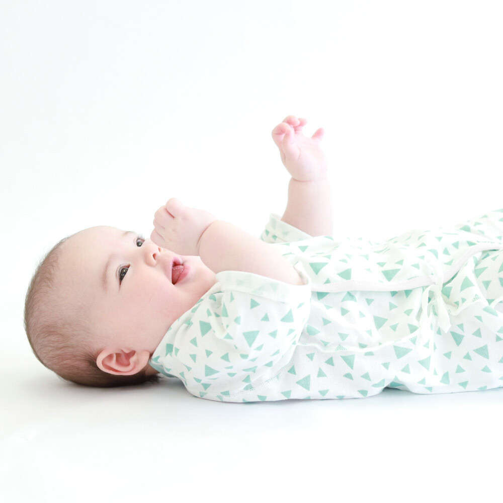 【低体重児】【未熟児】【早産児】【NICU】用　幾何柄コンビ肌着：ミント