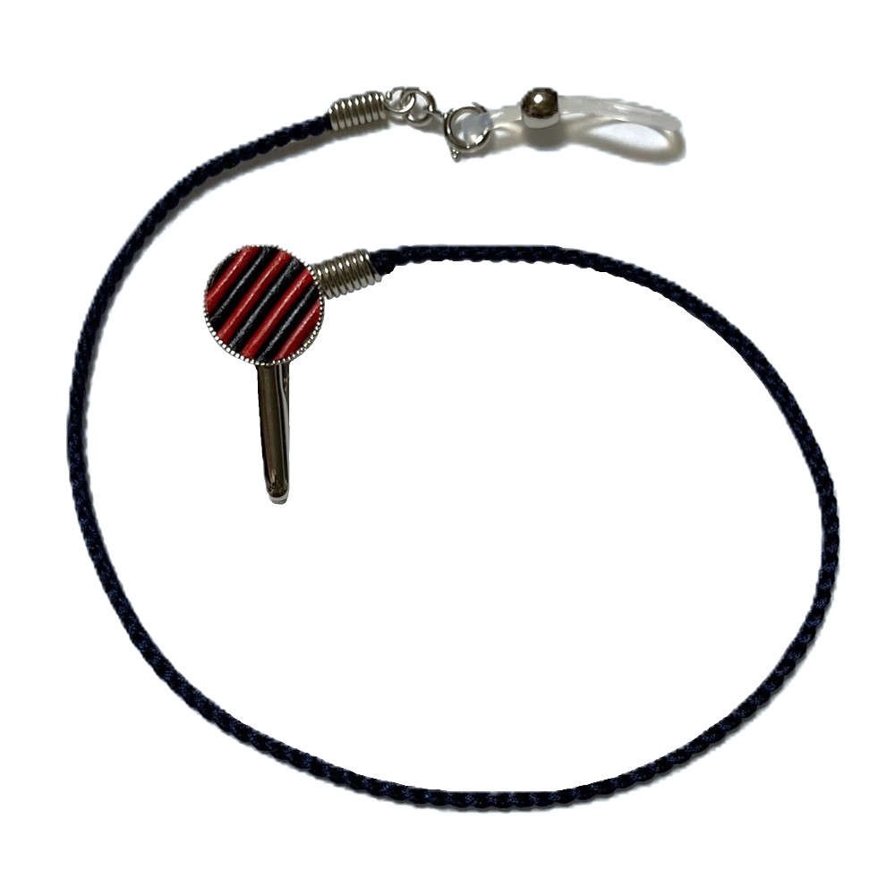 【片耳用】日本製 ソリスタ 補聴器落下防止アクセサリー シルクストラップ ：ネイビー