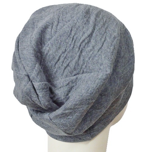 【抗がん剤治療】【医療用帽子】【ケア帽子】 オーガニックコットンダブルガーゼワッチ:ネイビー