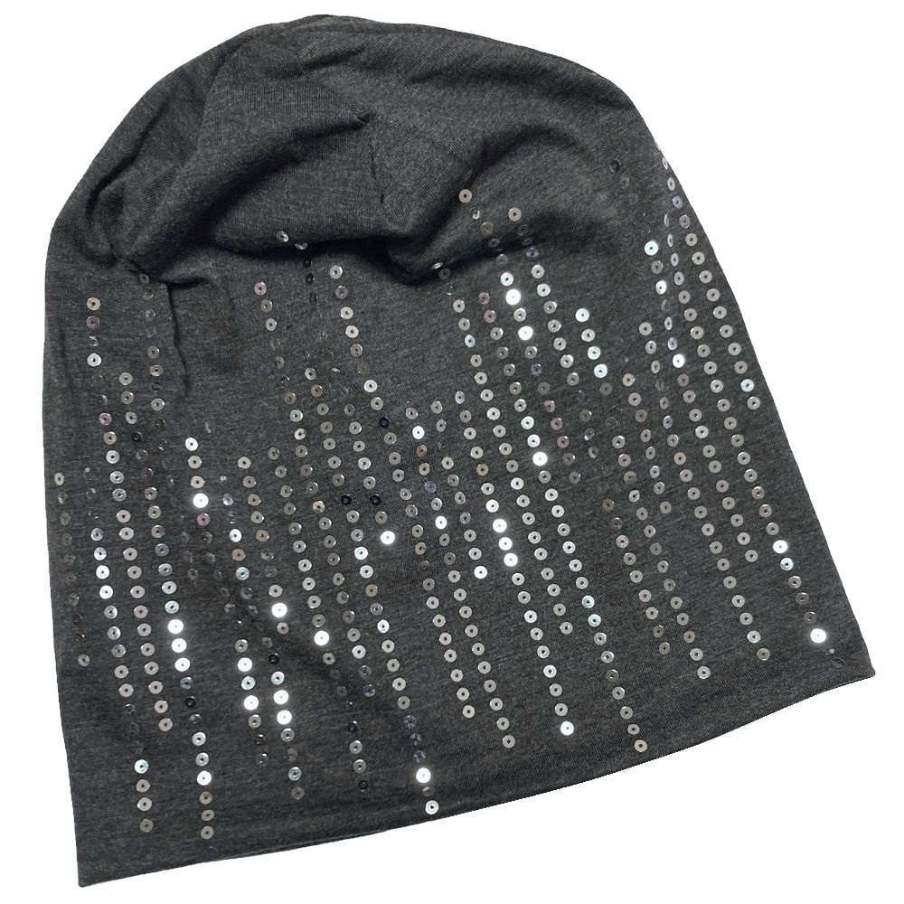 【抗がん剤治療】【医療用帽子】【ケア帽子】 スパークルシークインキャップ：グレー
