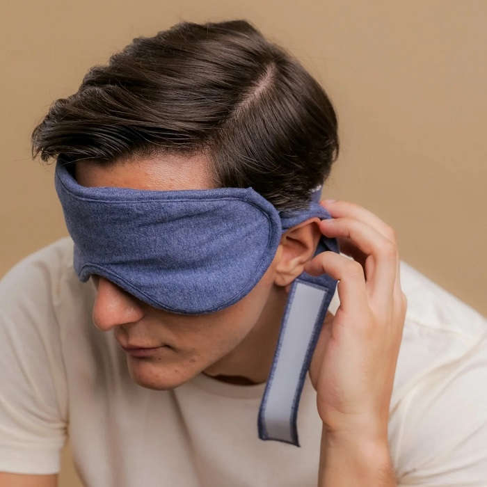 100%オーガニックコットン コトニーク アイマスク：ブルー