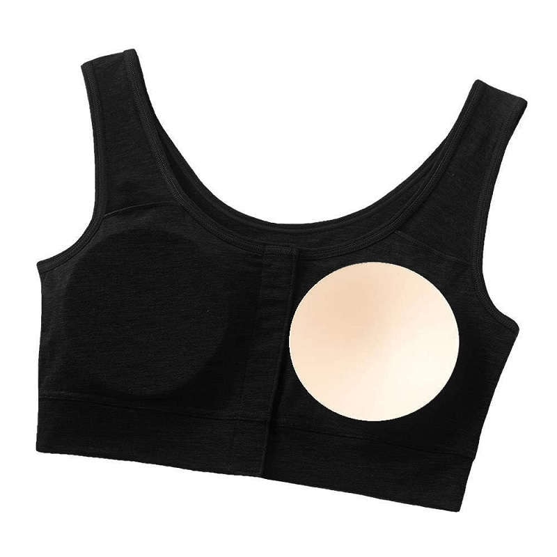 【乳がん】【乳房切除】【敏感肌】 グンゼ SELFEAR　前開きラクブラ：ブラック