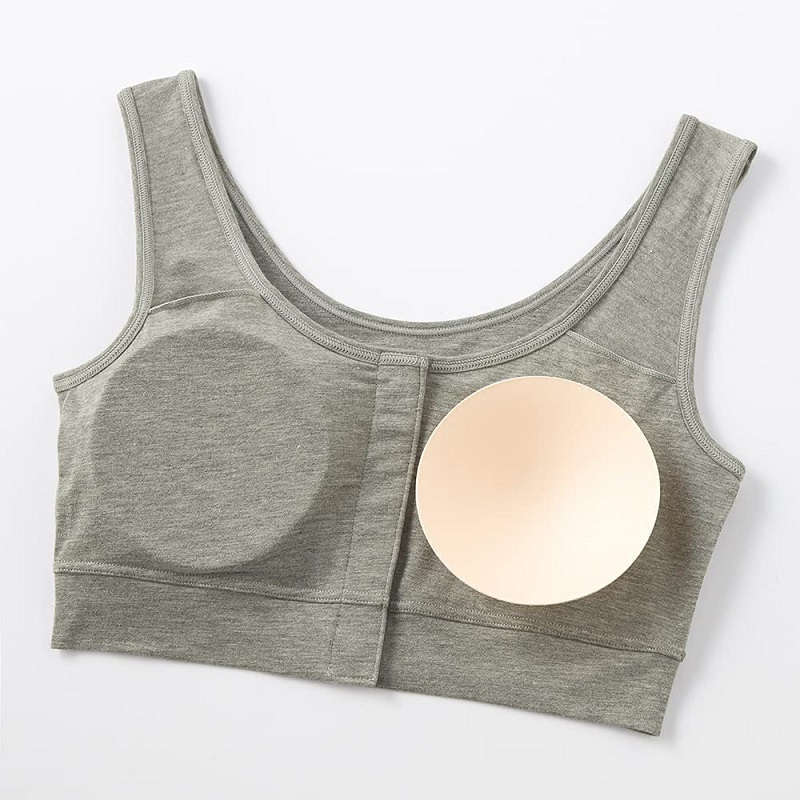 【乳がん】【乳房切除】【敏感肌】 グンゼ SELFEAR　前開きラクブラ：杢グレー