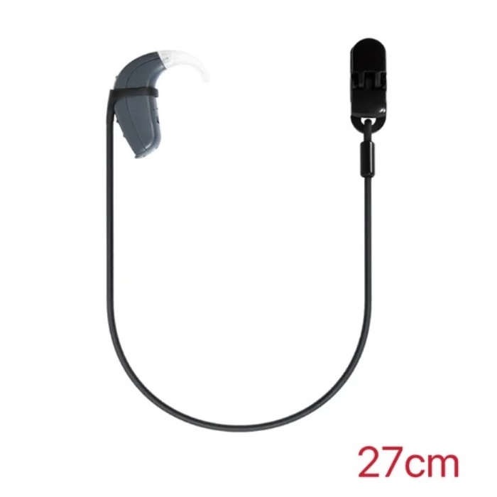 【片耳用】 補聴器落下防止クリップ付き シリコンストラップ ：ブラック
