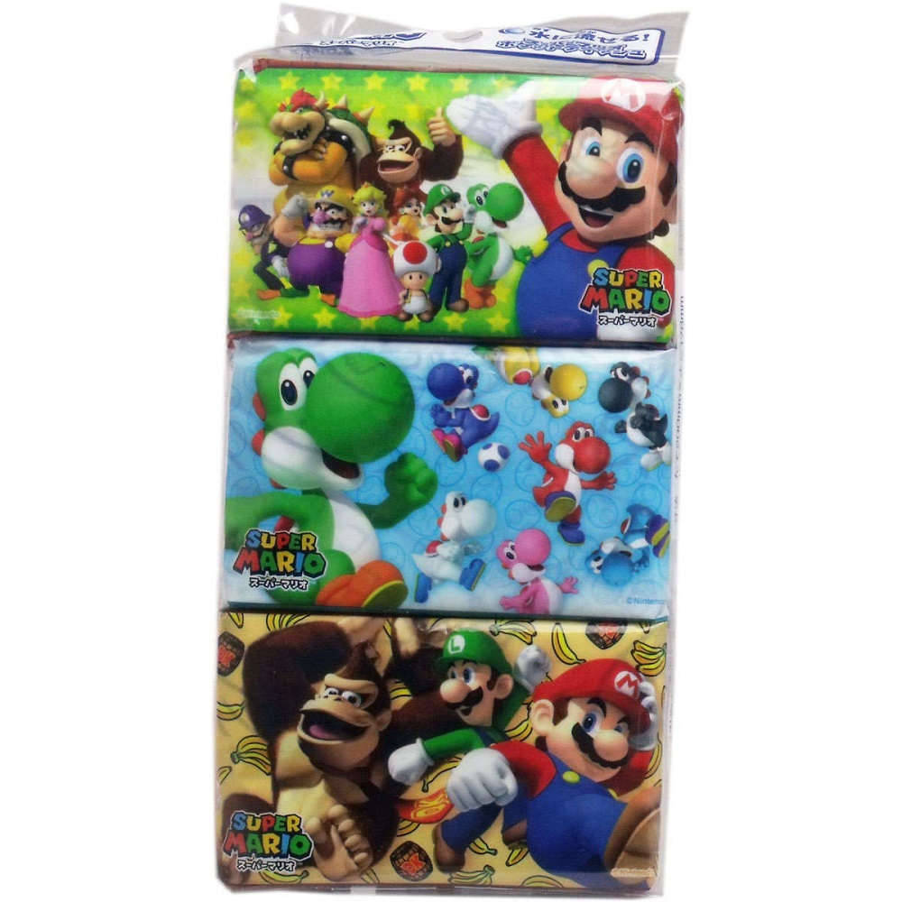 【ポケットティッシュ】 スーパーマリオ 水に流せるポケットティシュ 6パック入