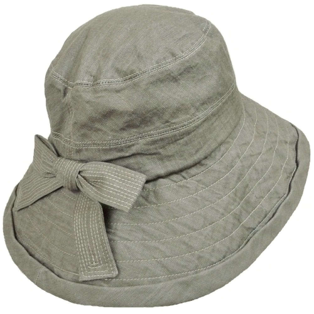 【外出用】【医療用帽子】 コットンハット:カーキリボンハット