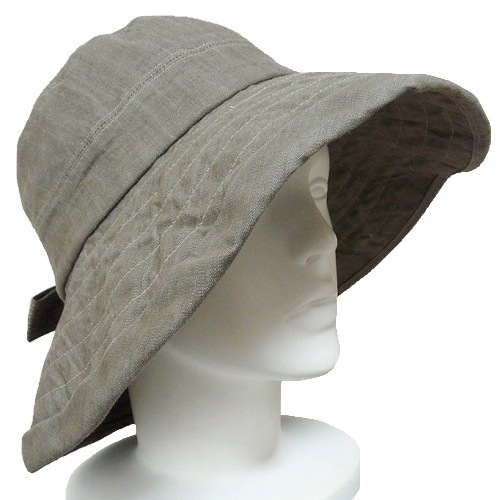 【外出用】【医療用帽子】 コットンハット:カーキリボンハット