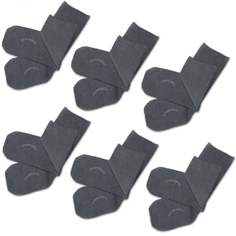 【感覚・触覚過敏症】【敏感肌】 肌に触れる縫い目ゼロ シームレスキッズソックス チャコール 6足組