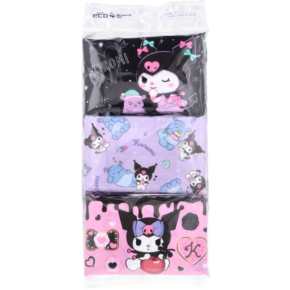 【ポケットティッシュ】 水に流せるプリントティシュ クロミ 16枚(8組)×6個入