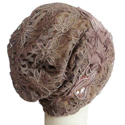 【抗がん剤治療】【医療用帽子】【ケア帽子】 ルースキャップ：レースタン