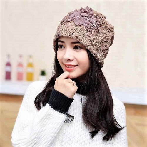 【抗がん剤治療】【医療用帽子】【ケア帽子】 ルースキャップ：レースタン