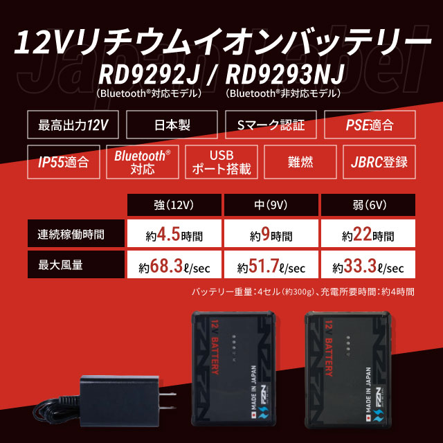 ��Ĵ������ ������ 12V����������set(�Хåƥ꡼+�ե���) bluetooth�б����� RD9292J