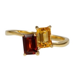 ガーネット×シトリン リング /c0590gact|twin stone collection|コレクション