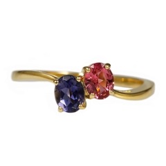 アイオライト×ピンクトルマリン リング /c0592iotr|twin stone collection|コレクション