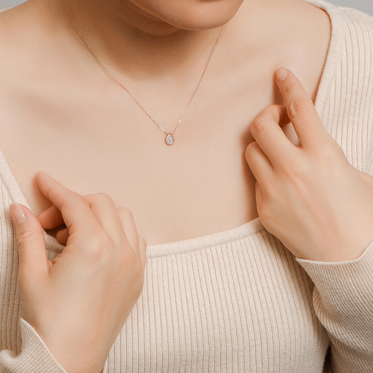 ダイヤモンド ネックレス パヴェドロップ /b0519da ジュエリー