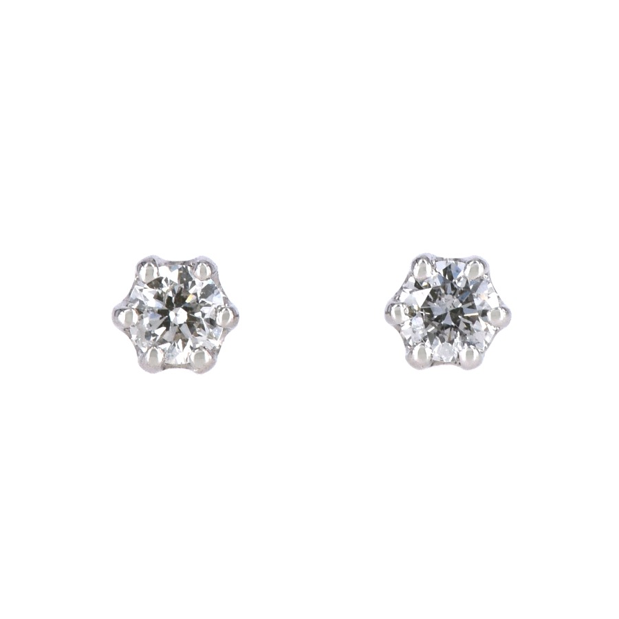 ピアス、イヤリングのチャーム　ダイヤモンド 18金 計0.2ct 6爪 天然 ダイヤモンド チャームゴールド ホワイト