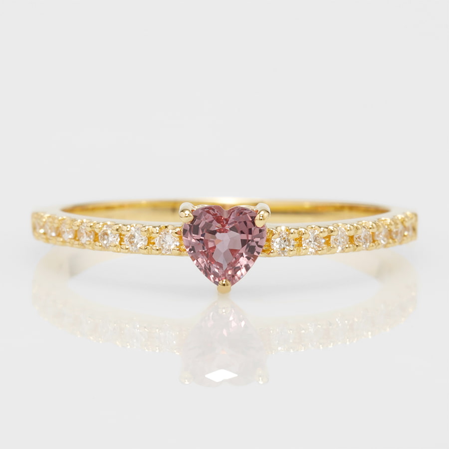 天然パパラチアサファイア リング 14K お値下げ】天然パパラチアサファイア 天然ダイヤモンドリング