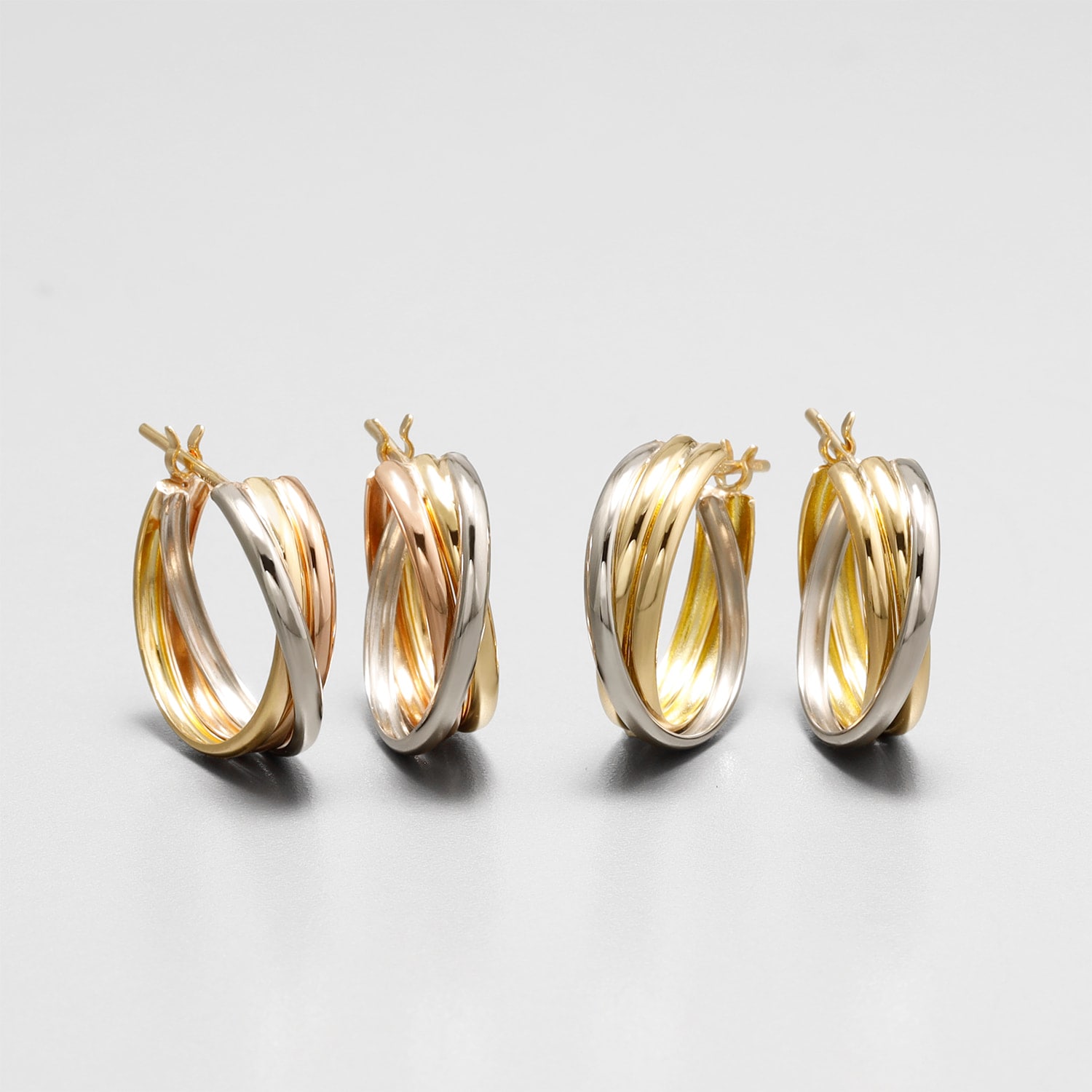 マルヴェセア 18k 日本製 トリニティlarge フープピアス スリーカラー 楽天市場】【即納可】 地金 ピアス トリニティ 18金 イエローゴールド