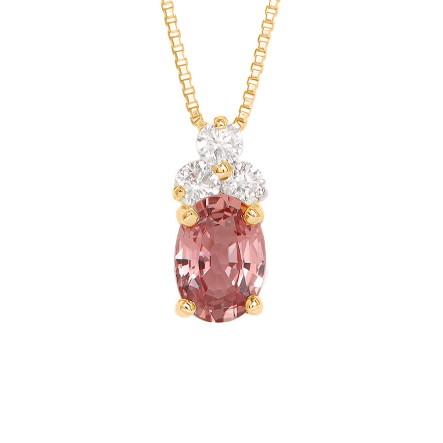 宝石パパラチアサファイアネックレス パパラチアサファイア 約0.9ct ダイヤモンド 1ct プラチナ