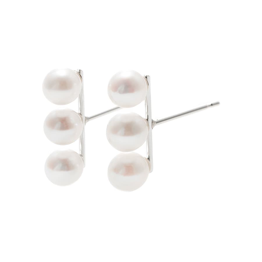 楽天市場】K18YG アコヤパール 3連 ラインピアス（5.5-6.0mm