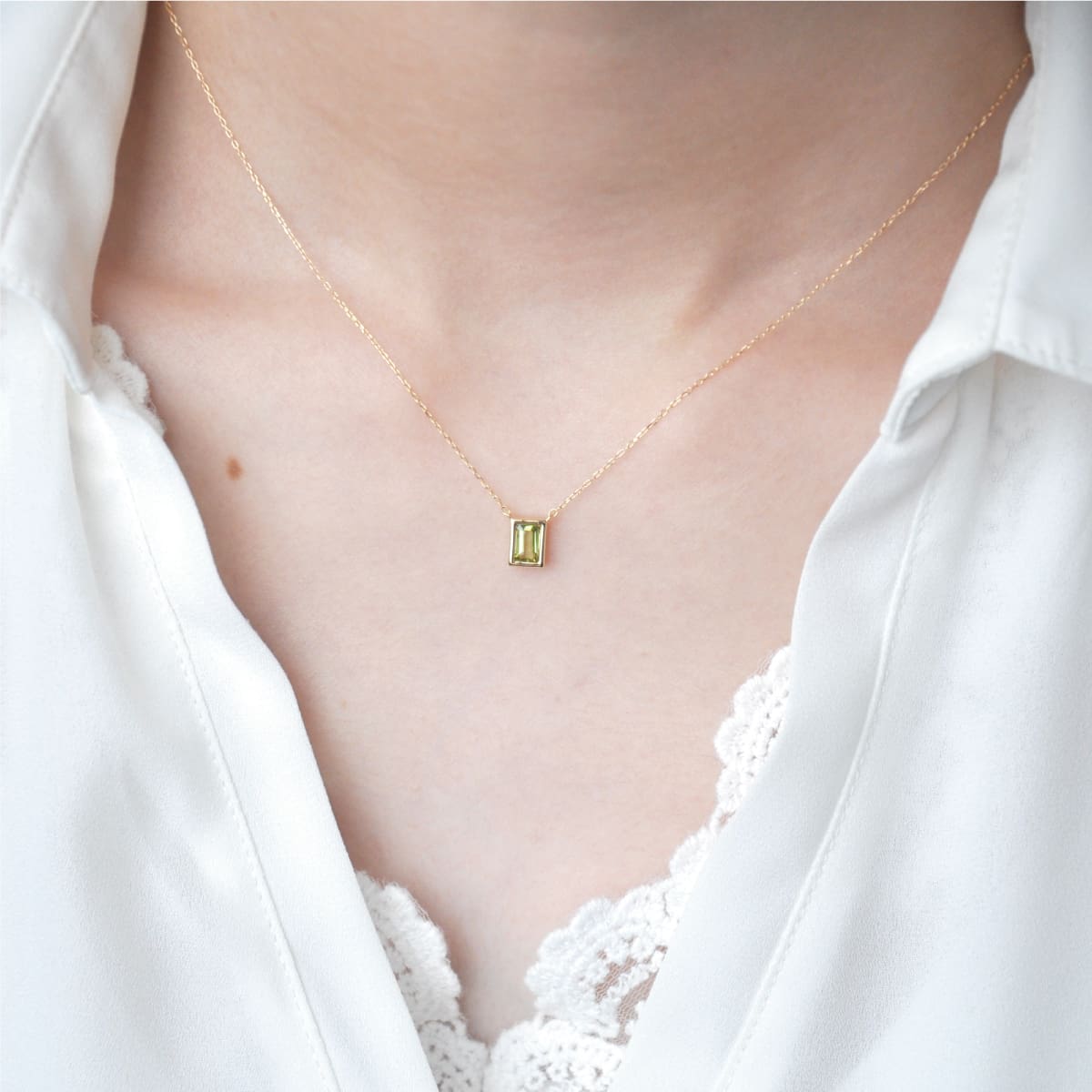 スクエア ペリドットネックレス /b0035 ジュエリー専門店