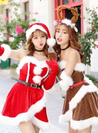 【1～3営業日で発送】セクシーサンタ＆トナカイ《クリスマスコスプレ6点セット》【Malymoon/マリームーン】【45011】