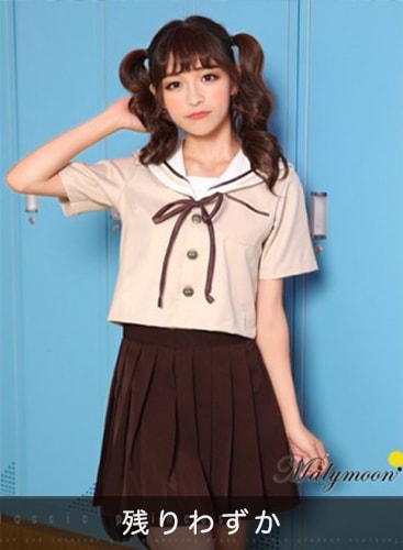 【取り寄せ】JK制服/半袖セーラー服女子高生（ブラウン）《ハロウィンコスプレ3点セット》【Malymoon/マリームーン】【odr9305】