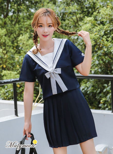 【取り寄せ】JK制服/半袖セーラー服女子高生（ネイビー）《ハロウィンコスプレ3点セット》【Malymoon/マリームーン】【odr6726】