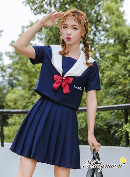 【取り寄せ】JK制服/半袖セーラー服女子高生（ネイビー）《ハロウィンコスプレ3点セット》【Malymoon/マリームーン】【odr6727】