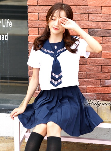 【取り寄せ】JK制服/半袖セーラー服女子高生《ハロウィンコスプレ3点セット》【Malymoon/マリームーン】【odr9010】