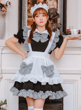 【取り寄せ】【レビュー投稿で白ニーハイプレゼント】完全受注オーダー高級メイド服《かわいいコスプレ6点セット》【odr8111】
