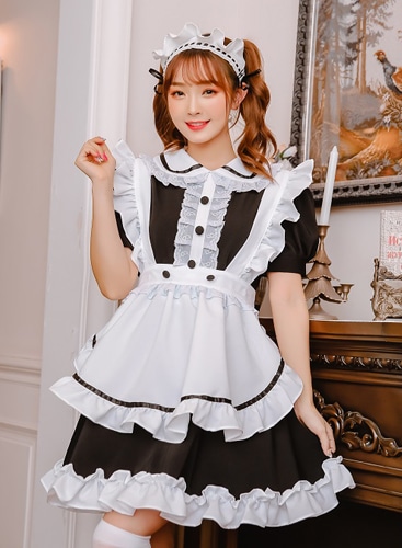 【取り寄せ】【レビュー投稿で白ニーハイプレゼント】完全受注オーダー高級メイド服《かわいいコスプレ4点セット》【odr8122】