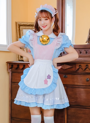 【取り寄せ】【レビュー投稿で白ニーハイプレゼント】完全受注オーダー高級メイド服《かわいいコスプレ4点セット》【odr8127】