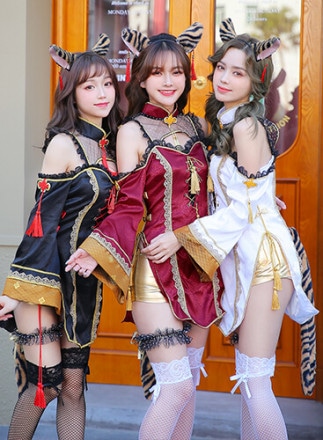 【即日発送】【五木あきらコラボ】虎チャイナ《ハロウィンコスプレ5点セット》【Malymoon/マリームーン】【5348】