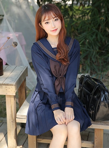 【即日発送】JK制服/長袖セーラー服女子高生《ハロウィンコスプレ3点セット》【Malymoon/マリームーン】【8161】