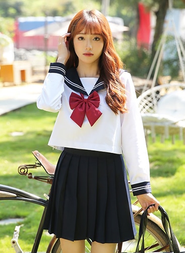 【即日発送】JK制服/長袖セーラー服女子高生《ハロウィンコスプレ3点セット》【Malymoon/マリームーン】【8165】