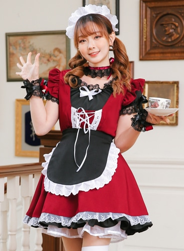 【取り寄せ】【レビュー投稿で白ニーハイプレゼント】完全受注オーダー高級メイド服《かわいいコスプレ5点セット》【odr8146】