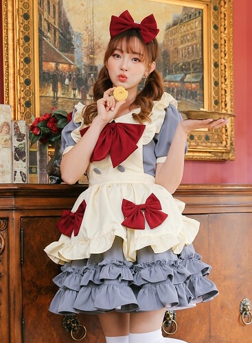 【取り寄せ】【レビュー投稿で白ニーハイプレゼント】完全受注オーダー高級メイド服《かわいいコスプレ3点セット》【odr8134】