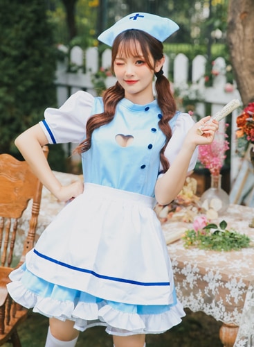 【取り寄せ】【レビュー投稿で白ニーハイプレゼント】完全受注オーダー高級メイド服《かわいいコスプレ3点セット》【odrm8152】