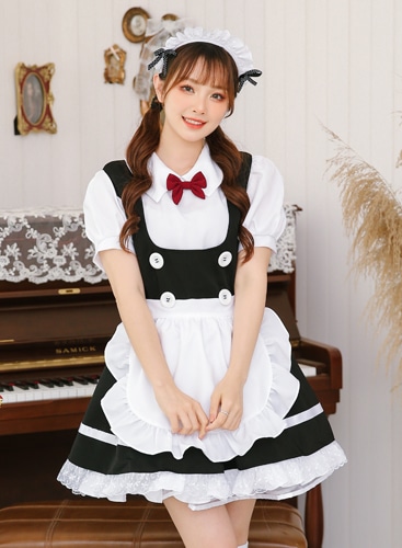 【取り寄せ】【レビュー投稿で白ニーハイプレゼント】完全受注オーダー高級メイド服《かわいいコスプレ3点セット》【odrm8154】