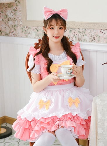 【取り寄せ】【レビュー投稿で白ニーハイプレゼント】完全受注オーダー高級メイド服《かわいいコスプレ3点セット》【odrm8157】