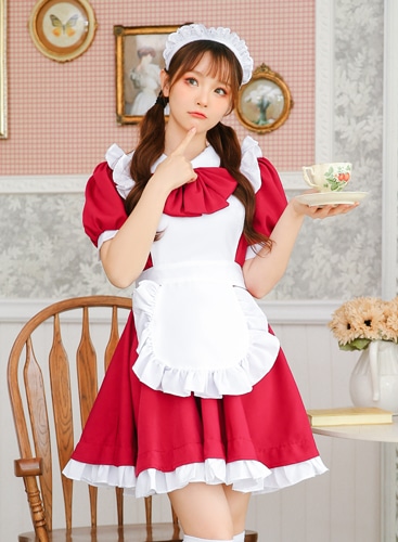 【レビュー投稿で白ニーハイプレゼント】【odr】完全受注オーダー高級メイド服《かわいいコスプレ3点セット》【odrm8159】