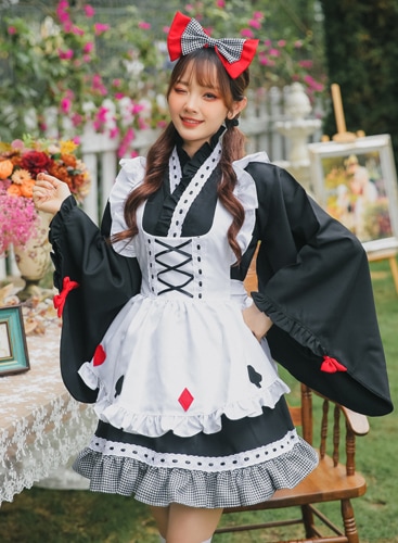 【取り寄せ】【レビュー投稿で白ニーハイプレゼント】完全受注オーダー高級メイド服《かわいいコスプレ4点セット》【odrm8165】