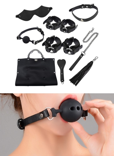 【即日発送】SMグッズ8点セット(ブラック)《セクシーSMグッズ》【Malymoon/マリームーン】【pz-841】