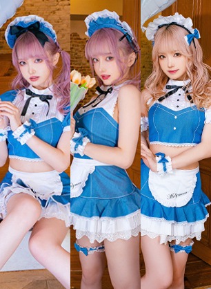 【即日発送】3タイプデニムメイド《ハロウィンコスプレ7点セット》【Malymoon/マリームーン】【9588】|オリジナルコスチューム(original design costume)