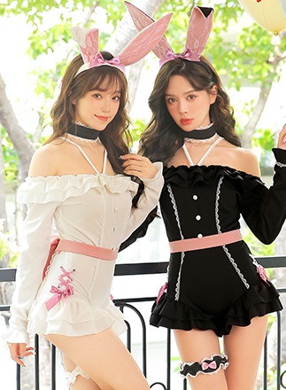 【即日発送】オフショルバニースーツ《ハロウィンコスプレ6点セット》【Malymoon/マリームーン】【9585】|バニーガール(bunny-girl)|オリジナルコスチューム(original des